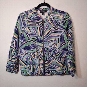Halogen Palm Leaves Print Bomber Jacket S